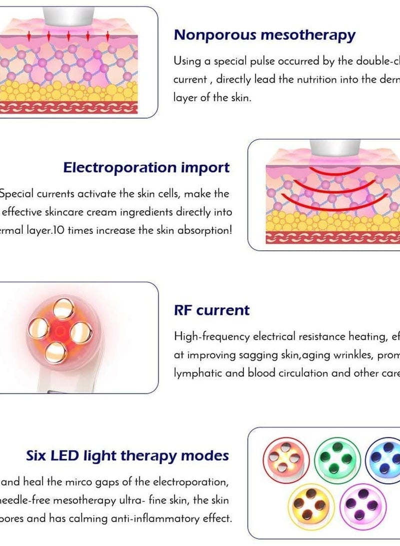 جهاز رفع الوجه جهاز تدليك الوجه أدوات العناية بالبشرة 7 في 1 منظف الوجه جهاز رفع تدليك الوجه تجاعيد جهاز شد الوجه لشد البشرة جهاز الوجه عالي التردد - Image 2