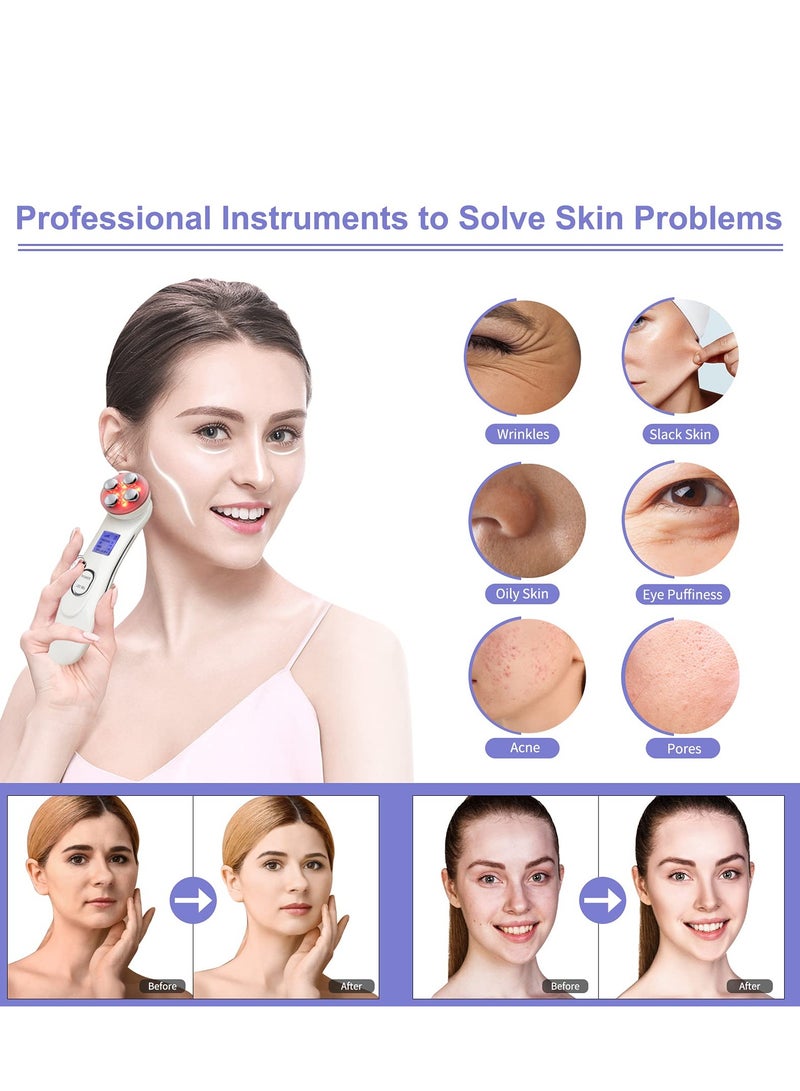 جهاز رفع الوجه جهاز تدليك الوجه أدوات العناية بالبشرة 7 في 1 منظف الوجه جهاز رفع تدليك الوجه تجاعيد جهاز شد الوجه لشد البشرة جهاز الوجه عالي التردد - Image 4