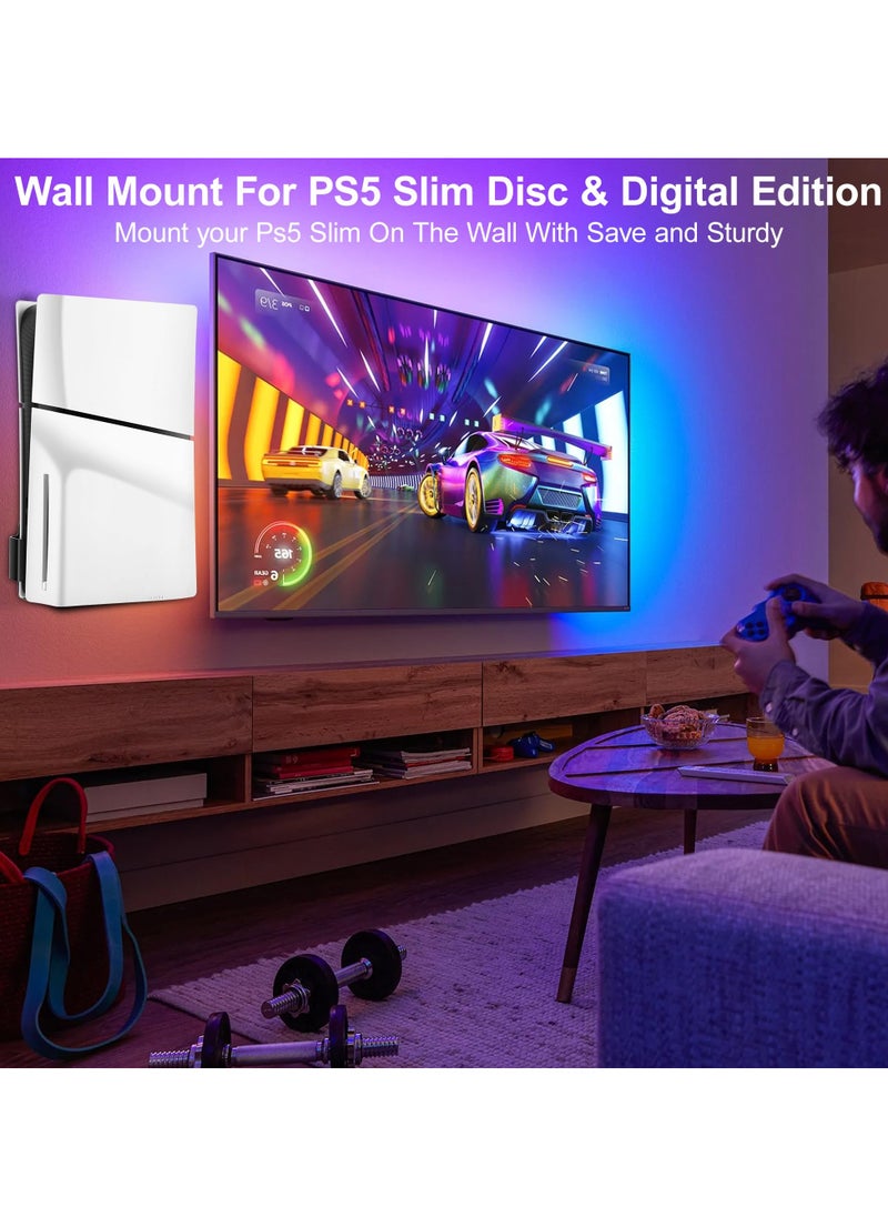 KASTWAVE PS5 Slim Wall Mount Kit, Upgrade 2 In 1 Aluminum Wall Mount Bracket, with PS5 Console Dust Cover Net, Compatible with PS5 and PS5 Slim Disc & Digital Version, Black  - Image 5