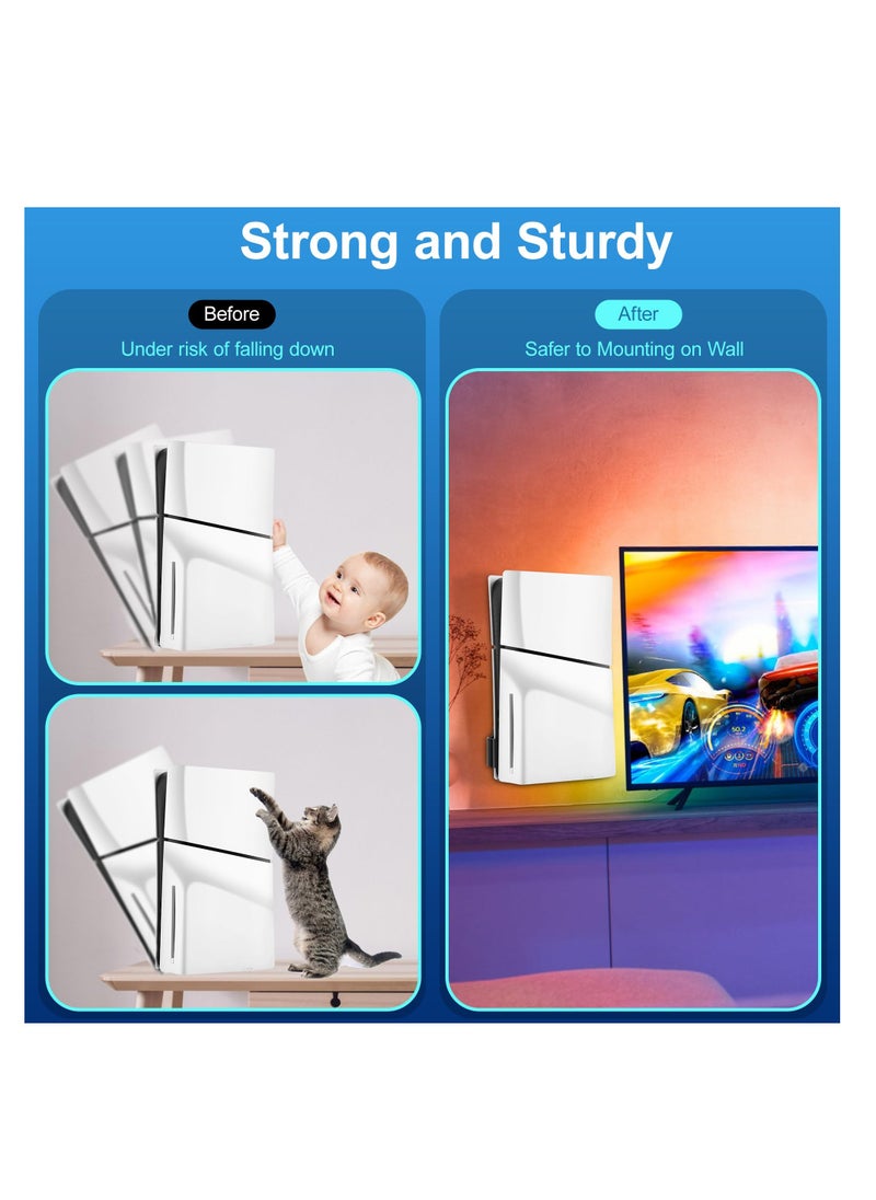 KASTWAVE PS5 Slim Wall Mount Kit, Upgrade 2 In 1 Aluminum Wall Mount Bracket, with PS5 Console Dust Cover Net, Compatible with PS5 and PS5 Slim Disc & Digital Version, Black  - Image 3