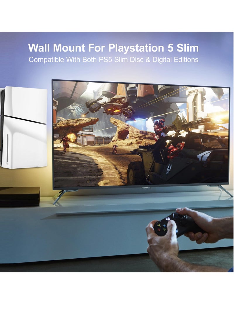 KASTWAVE PS5 Slim Wall Mount Kit, Upgrade 2 In 1 Aluminum Wall Mount Bracket, with PS5 Console Dust Cover Net, Compatible with PS5 and PS5 Slim Disc & Digital Version, Black  - Image 4