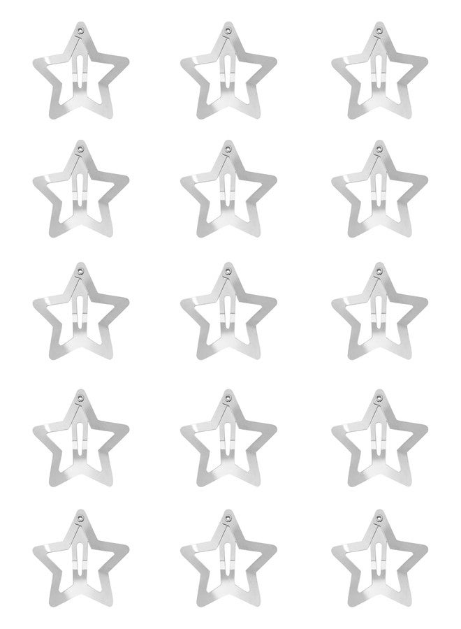 Sacina 15pcs Silver-tone Star Hair Clips – Y2K Goth Punk Emo Grunge Hair Accessories for Women, Non-Slip Metal Snap Barrettes for Daily Wear, Festival & Cosplay - Image 1