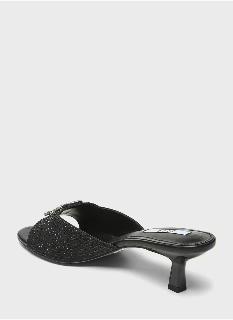 ELLE Logo Detailed Single Strap Low Heel Sandals