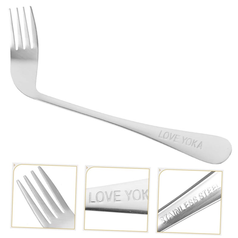 Stainless Steel Angled Forks 2 Pack Comfort Grip Utensils for Elderly Self Feeding - Image 5