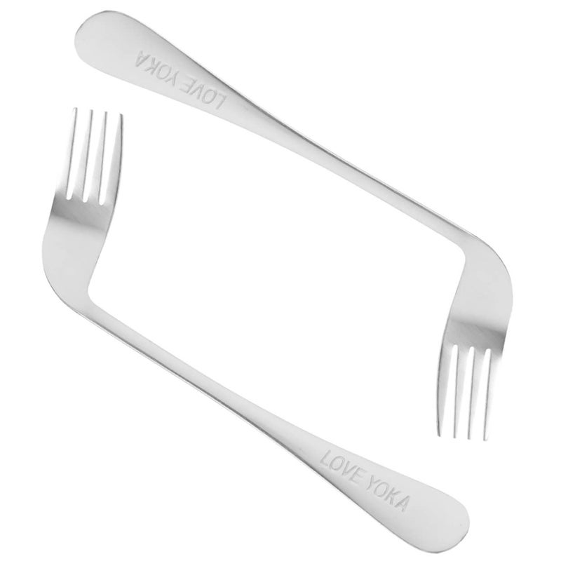 Stainless Steel Angled Forks 2 Pack Comfort Grip Utensils for Elderly Self Feeding - Image 2