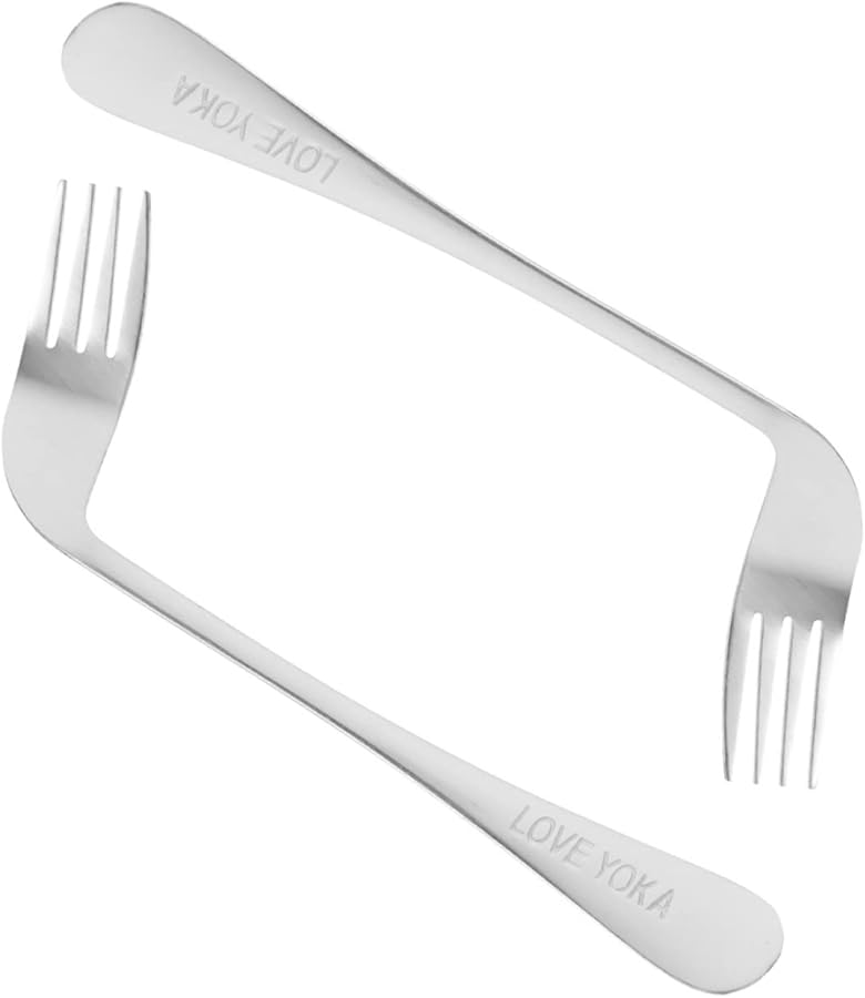Stainless Steel Angled Forks 2 Pack Comfort Grip Utensils for Elderly Self Feeding - Image 1