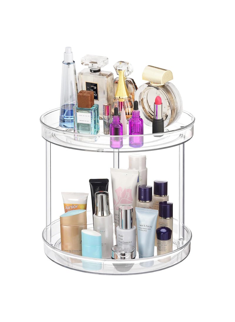 URALFA 2 Tier Lazy Susan Turntable 9 Inch Clear Tiered Lazy Susan Organizer 360 Rotating Spinner Organizer for Kitchen Pantry Counter Sink
