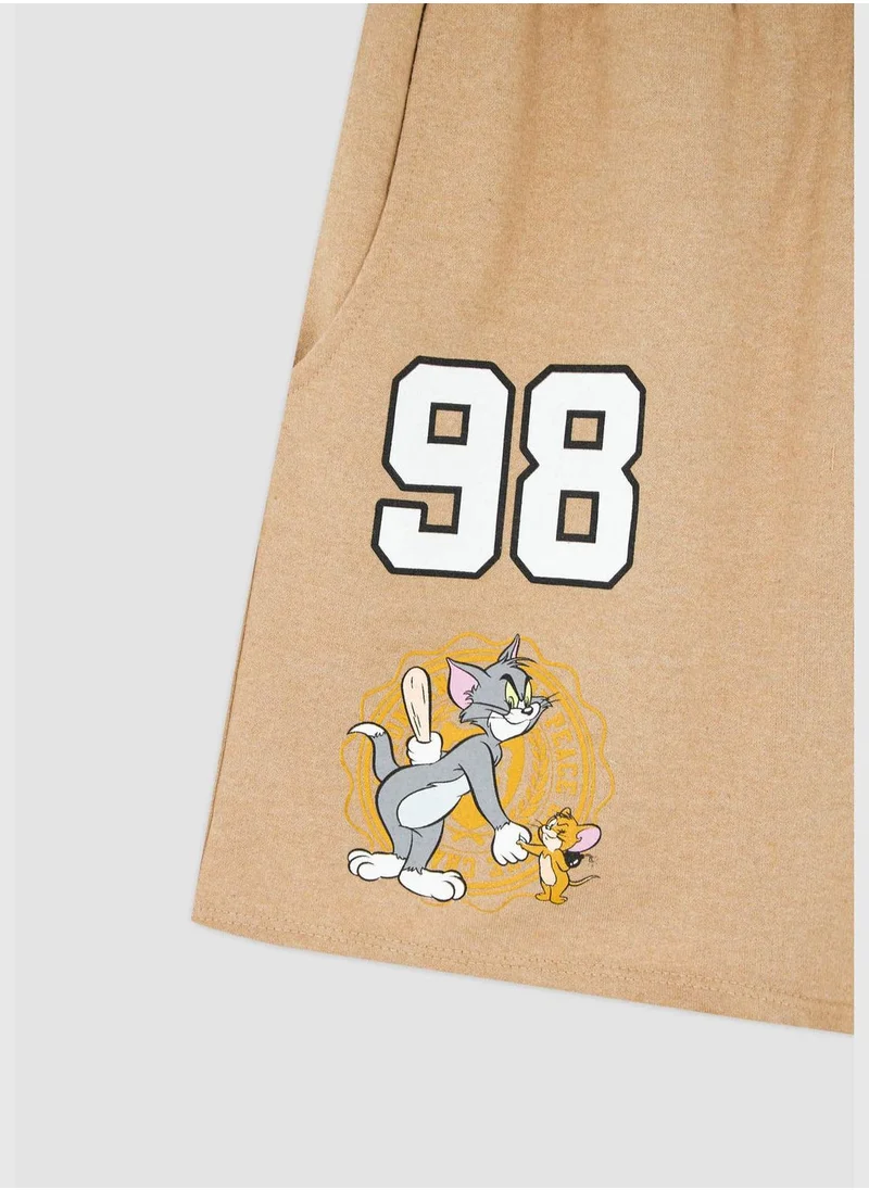 DeFacto Oversized Short Sleeve Tom & Jerry Print Mini Short