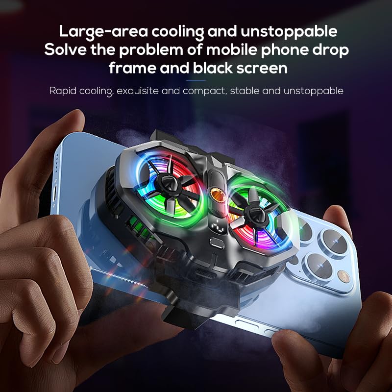 Mikirini Mobile Phone Cooler with RGB Backlight and Temp Display, Cellphone Cooling Fan with Dual Semi-Conductor Cooling Chip, Compatible for iPhones/Android Phone Width from 6 to 8 cm - Image 5