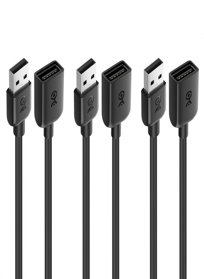 Cable Matters 3-Pack Short USB Extension Cable - 3ft, Male to Female USB Extender Cable, USB2.0 Extension Cord, 480Mbps, Black - Image 1