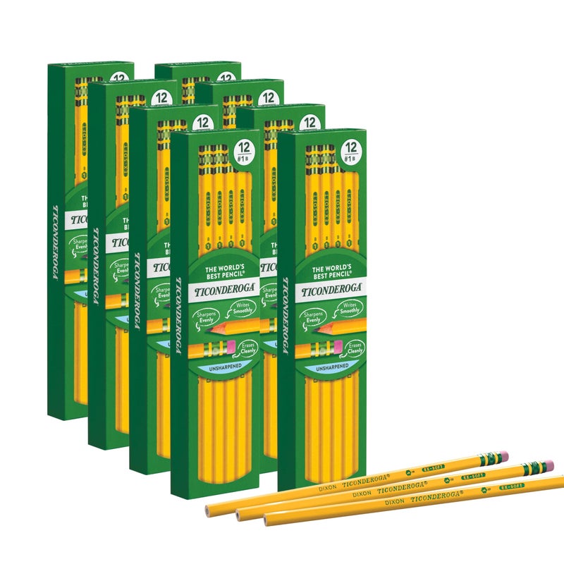 Ticonderoga Wood-Cased Pencils, Unsharpened, #2 HB Soft, Yellow, 96 Count - Image 3