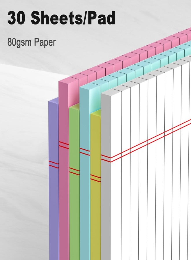 AILZFEI 6pcs Small Note Pads 5x8 Colored Legal Pads Paper College Ruled Notepad Clear Print Writing Pads 5 x 8 Legal Pads Perforated Narrow Ruled Pads of Paper (Multicolor) - Image 3