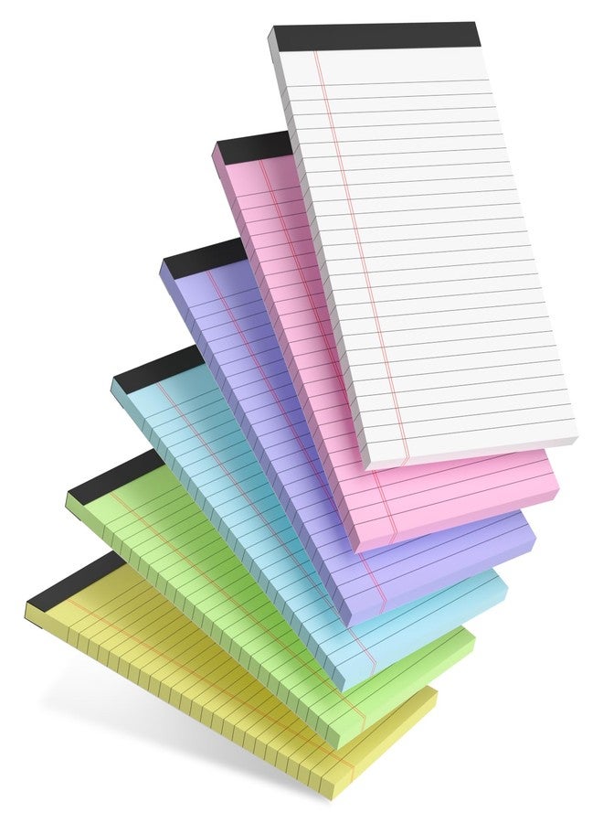 AILZFEI 6pcs Small Note Pads 5x8 Colored Legal Pads Paper College Ruled Notepad Clear Print Writing Pads 5 x 8 Legal Pads Perforated Narrow Ruled Pads of Paper (Multicolor) - Image 1