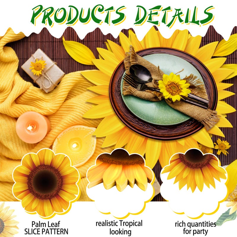 Sinmoe 100 Pack Disposable Paper Placemats Bulk 13 Inch Paper Charger Place Mat Party Charger Plates Table Place Mats for Dinner Wedding Birthday Baby Shower Spring Dining Tableware(Sunflower) - Image 4