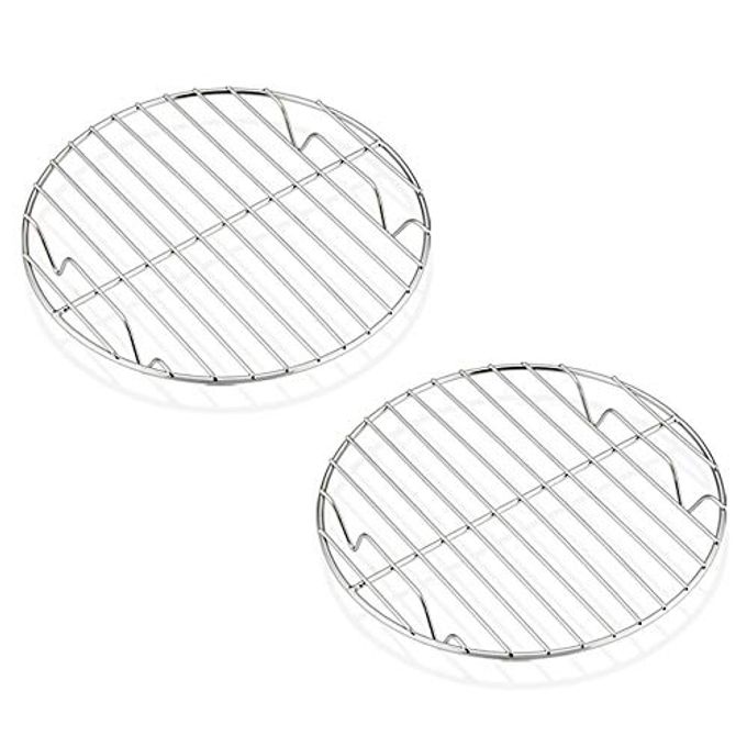 E-far 7Â½ Inch Steaming Cooking Racks, Stainless Steel Round Baking Cooling Rack Set of 2, Multi-Purpose for Canning Air Fryer Pressure Cooker, Dishwasher Safe