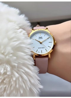 Q&Q Elegant Slim Case Women's Leather Band Wristwatch  - Image 2