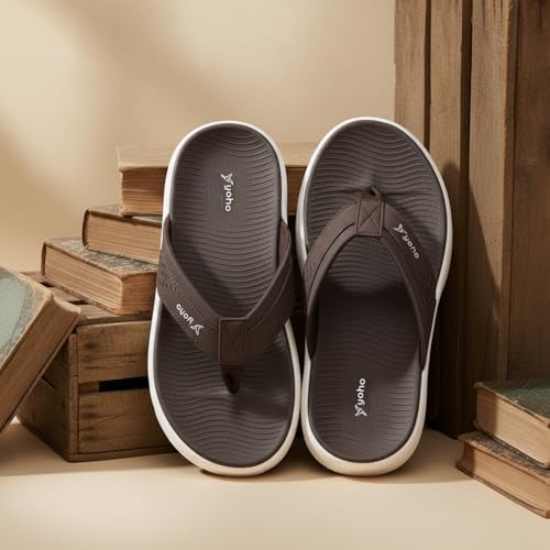 YOHO Snugly 005 Slippers For Men | Cushioned Support | Lightweight Grip | Breathable Comfort | Long-Lasting Build | Brown - UK 10 - Image 2