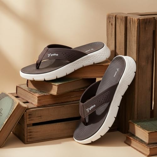YOHO Snugly 005 Slippers For Men | Cushioned Support | Lightweight Grip | Breathable Comfort | Long-Lasting Build | Brown - UK 10 - Image 4