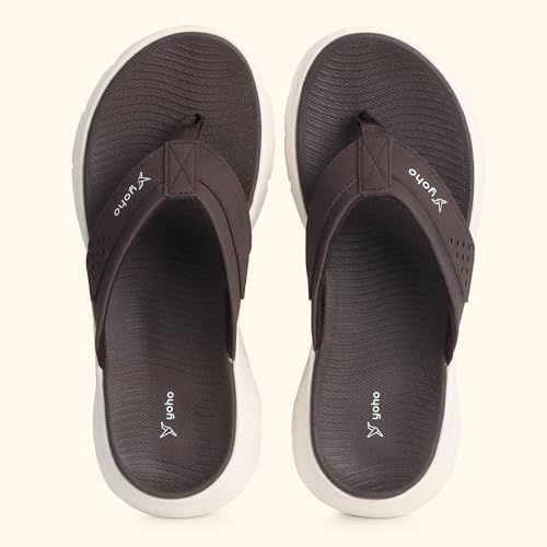 YOHO Snugly 005 Slippers For Men | Cushioned Support | Lightweight Grip | Breathable Comfort | Long-Lasting Build | Brown - UK 10 - Image 3