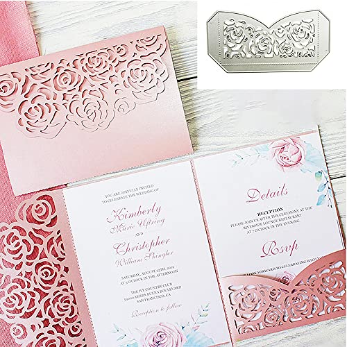 AHTOLS Wedding Invitation Card Base Cutting Dies, Flower Wedding Invitation Base Die Cuts Metal Embossing Stencils Template Mould for Card Scrapbooking and DIY Craft Album Paper Card Decor - Image 1