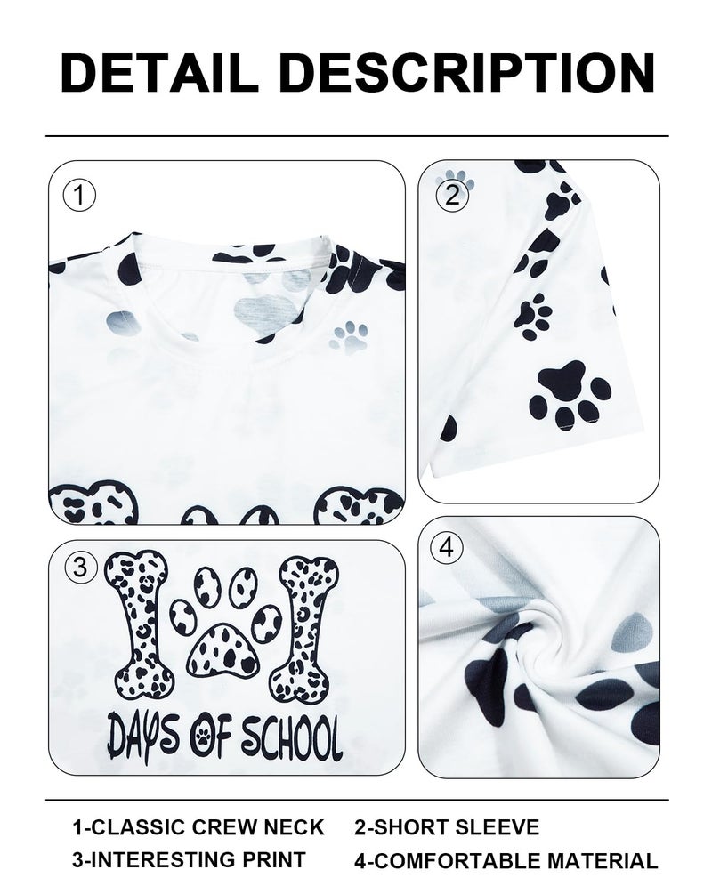 MAXIMGR 101 Day of School Shirt Dalmatian Shirt Women Teacher Shirts Funny Teacher Gifts Tshirt Casual Short Sleeve Tee Tops White - Image 5