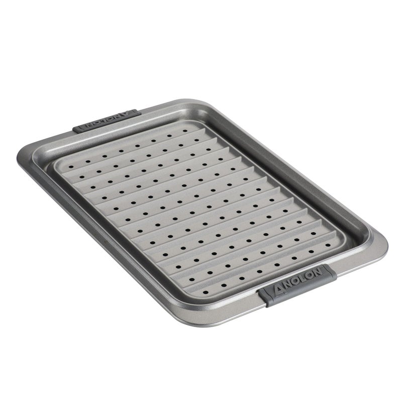 Anolon Advanced Nonstick Bakeware Set Nonstick Cookie Sheet  Baking Sheet and Crisper Pan  2 Piece Graphite Gray