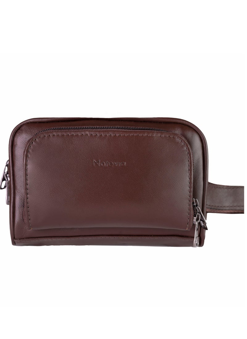 Motevia - Motevia Men's Handbag, 100% Genuine Leather Handbag with Wrist Handle with Three Pockets - Image 1