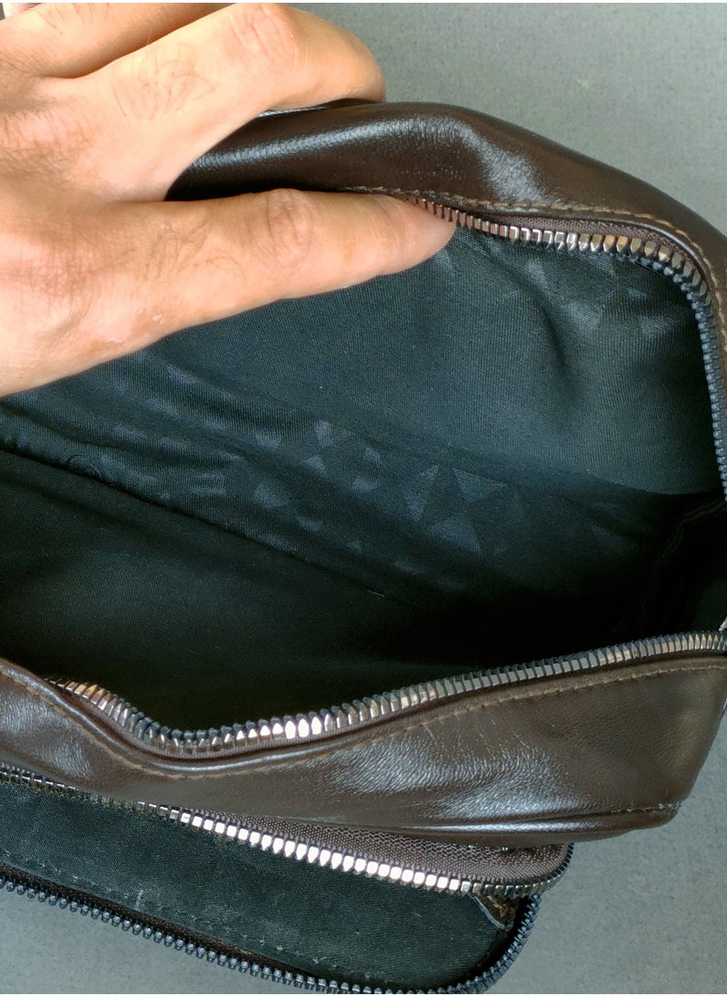 Motevia - Motevia Men's Handbag, 100% Genuine Leather Handbag with Wrist Handle with Three Pockets - Image 1