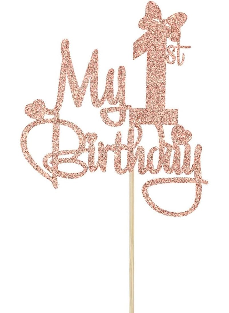 "My 1st Birthday" Cake Topper - Rose Gold Glitter letters Personalized Baby Decor, Baby Shower Decor - Party Shoot Backdrop Props - Image 1