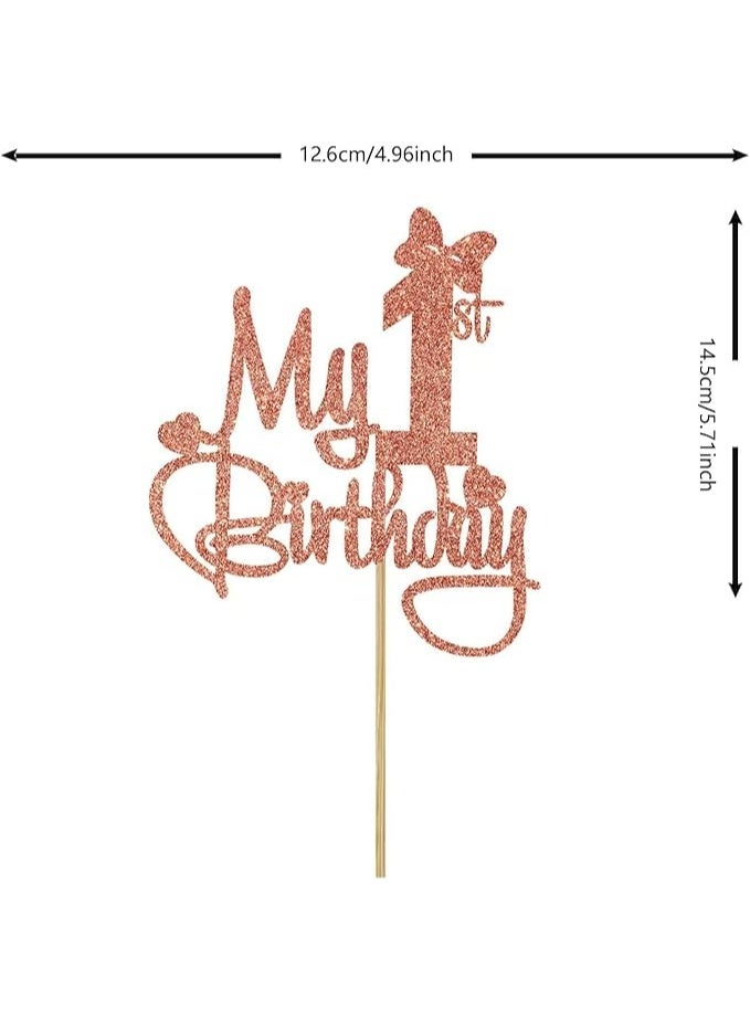 "My 1st Birthday" Cake Topper - Rose Gold Glitter letters Personalized Baby Decor, Baby Shower Decor - Party Shoot Backdrop Props - Image 3
