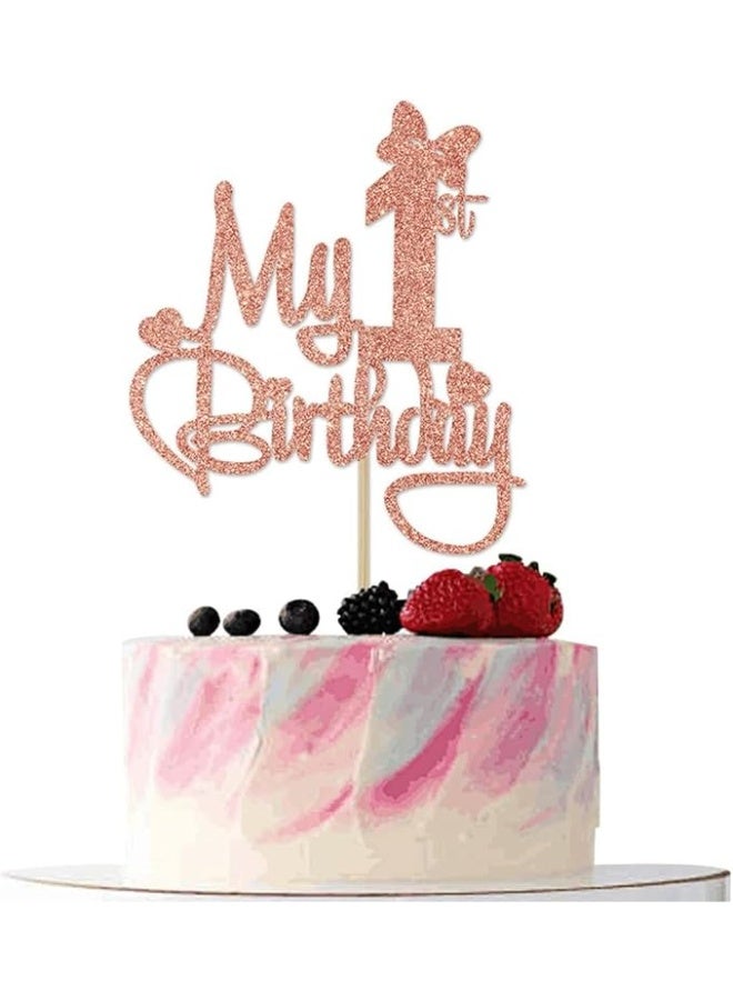 "My 1st Birthday" Cake Topper - Rose Gold Glitter letters Personalized Baby Decor, Baby Shower Decor - Party Shoot Backdrop Props - Image 2