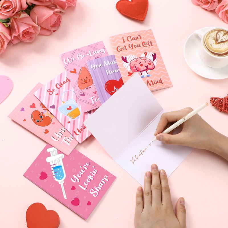 Glenmal 36 Sets Funny Medical Valentine Cards with Envelopes Stickers, 6x8 Inches Healthcare Pun Postcard Thank You Greeting Cards for Nurses, Doctors, Medical Staff, 12 Designs - Image 4