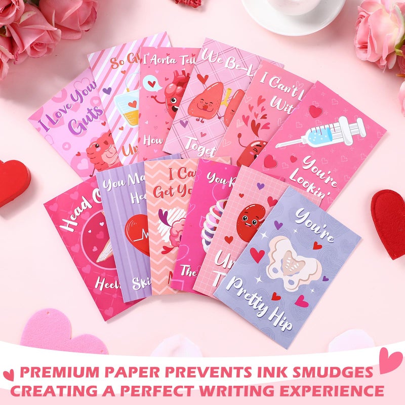 Glenmal 36 Sets Funny Medical Valentine Cards with Envelopes Stickers, 6x8 Inches Healthcare Pun Postcard Thank You Greeting Cards for Nurses, Doctors, Medical Staff, 12 Designs - Image 3