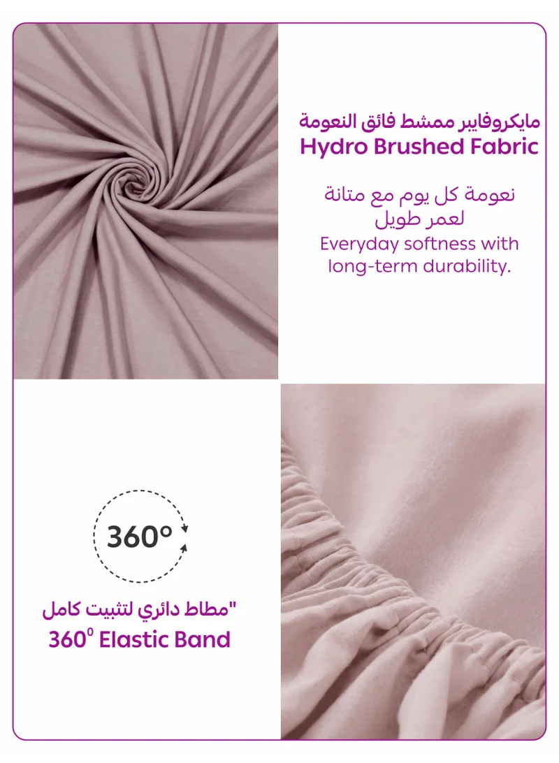Donetella Burnished Lilac 1 Pcs Twin Fitted Sheet 120x200 cm | OEKO-TEX Certified Brushed Microfiber Deep Pocket Sheet with All Around Elastic | Ultra Soft, Wrinkle Resistant, Easy Care, Safe for Sensitive Skin  | Best Price UAE