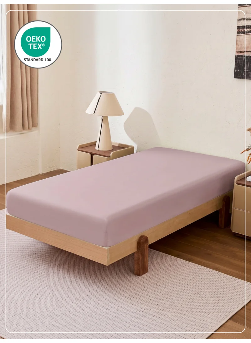 Donetella Burnished Lilac 1 Pcs Twin Fitted Sheet 120x200 cm | OEKO-TEX Certified Brushed Microfiber Deep Pocket Sheet with All Around Elastic | Ultra Soft, Wrinkle Resistant, Easy Care, Safe for Sensitive Skin  | Best Price UAE