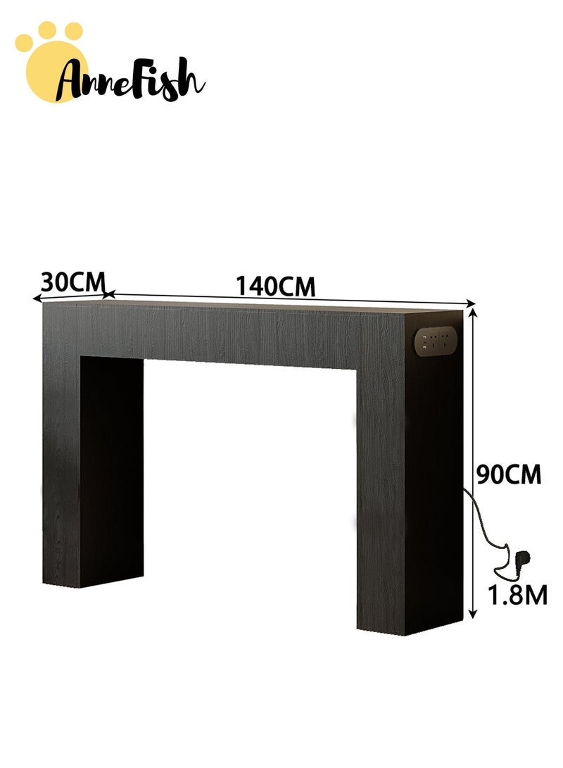 آن فش طاولة كونسول بأبعاد 140 × 30 × 90 سم مزودة بمخرج طاقة، بتصميم ريفي، مناسبة للمداخل وغرف المعيشة. - Image 4