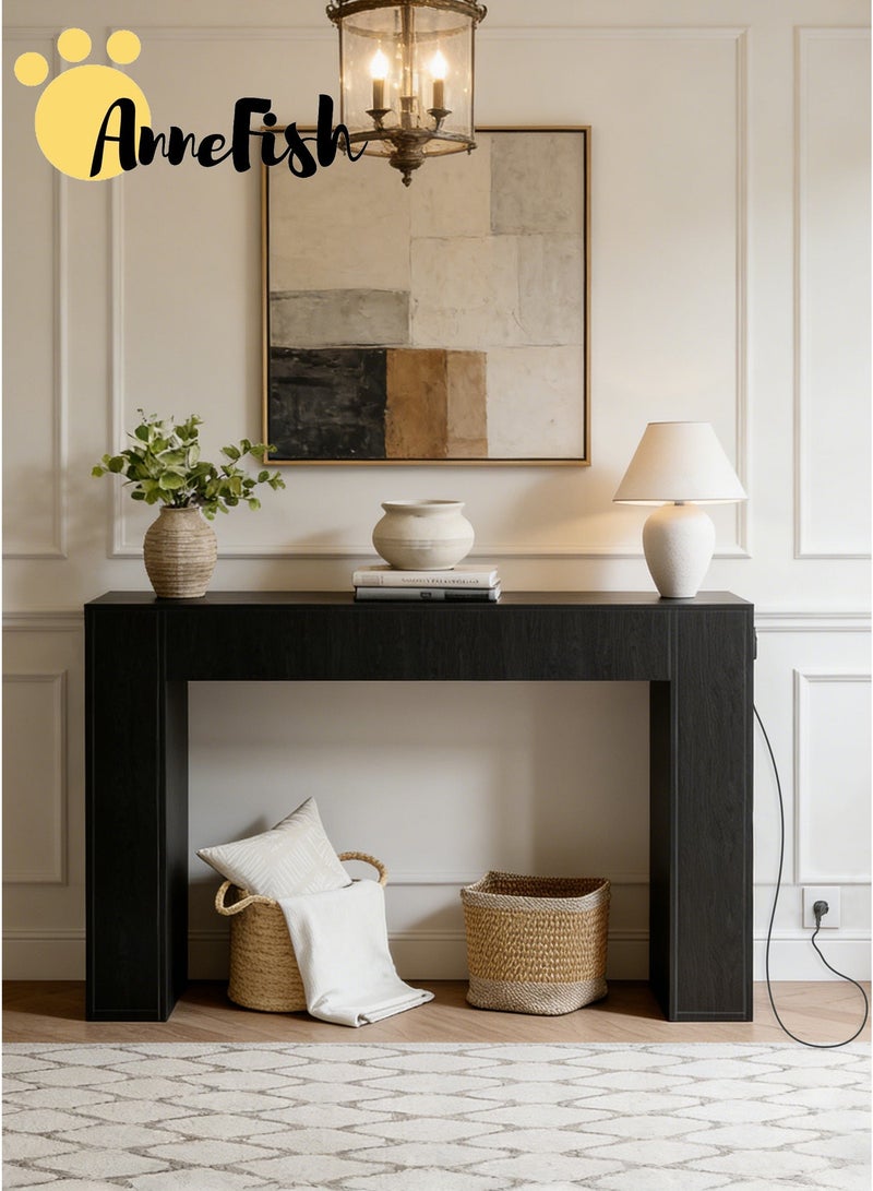 آن فش طاولة كونسول بأبعاد 140 × 30 × 90 سم مزودة بمخرج طاقة، بتصميم ريفي، مناسبة للمداخل وغرف المعيشة. - Image 3