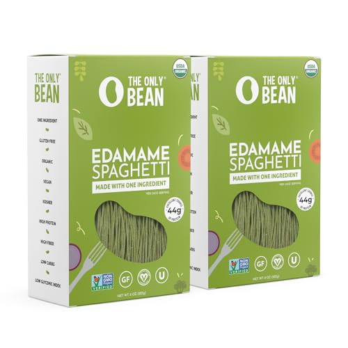 The Only Bean - High Protein Pasta Edamame Spaghetti Noodles - Gluten Free Pasta, Low Carb Pasta Organic, Keto, Low Carb Noodles, Protein Noodles, Healthy, Certified USDA Organic, 8oz (Pack of 2) - Image 1