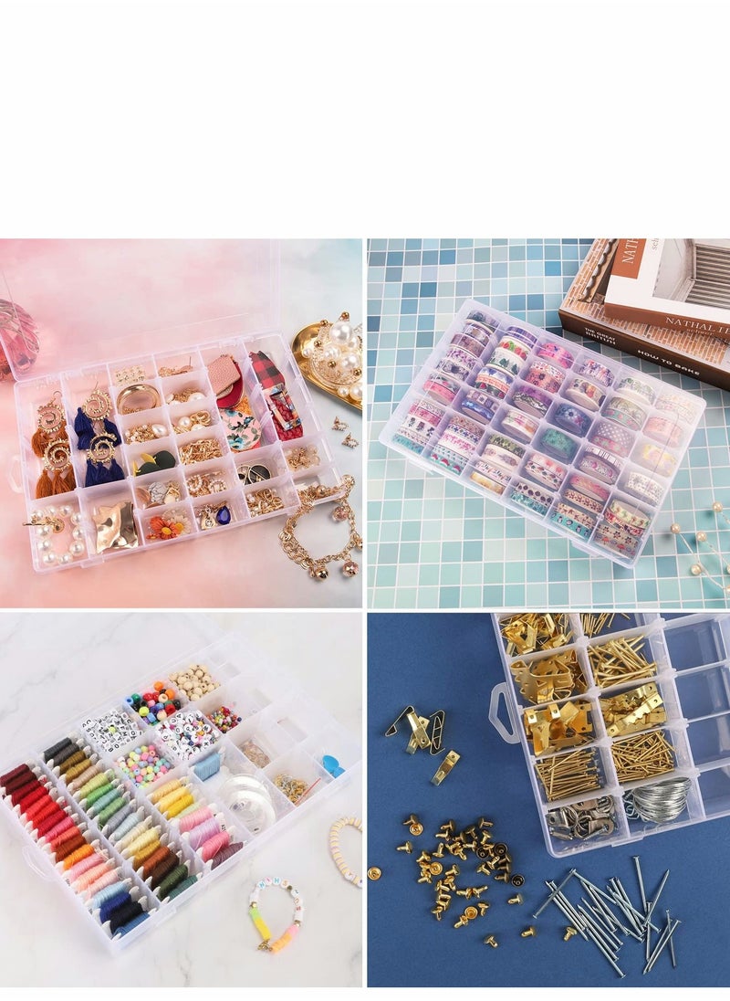 Y&D - 36 Grids Clear Plastic Organizer Box with Adjustable Compartment Dividers, Jewlery Storage Bead Rock Collection for Fishing Tackles Washi Tapes Threads - Image 1