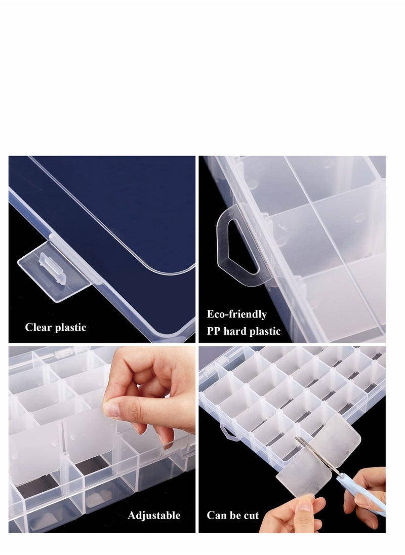 Y&D - 36 Grids Clear Plastic Organizer Box with Adjustable Compartment Dividers, Jewlery Storage Bead Rock Collection for Fishing Tackles Washi Tapes Threads - Image 1