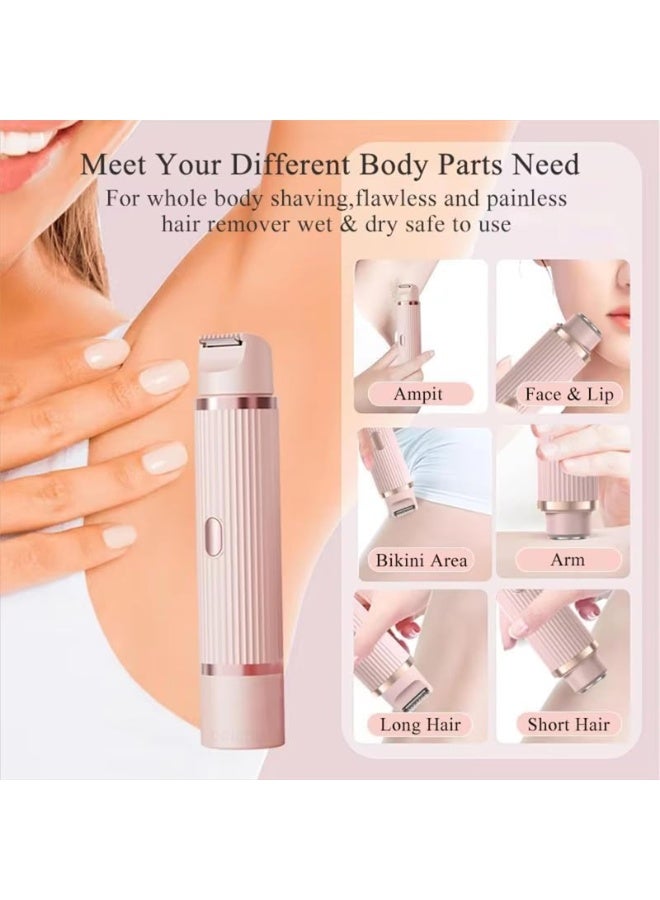 ماكينة حلاقة، ماكينة حلاقة نسائية 2 في 1، ماكينة تشذيب شعر مزدوجة الرأس، قابلة لإعادة الشحن، ماكينة تشذيب كهربائية مقاومة للماء للمناطق الحساسة، للساق والذراع للنساء (وردي) - Image 2