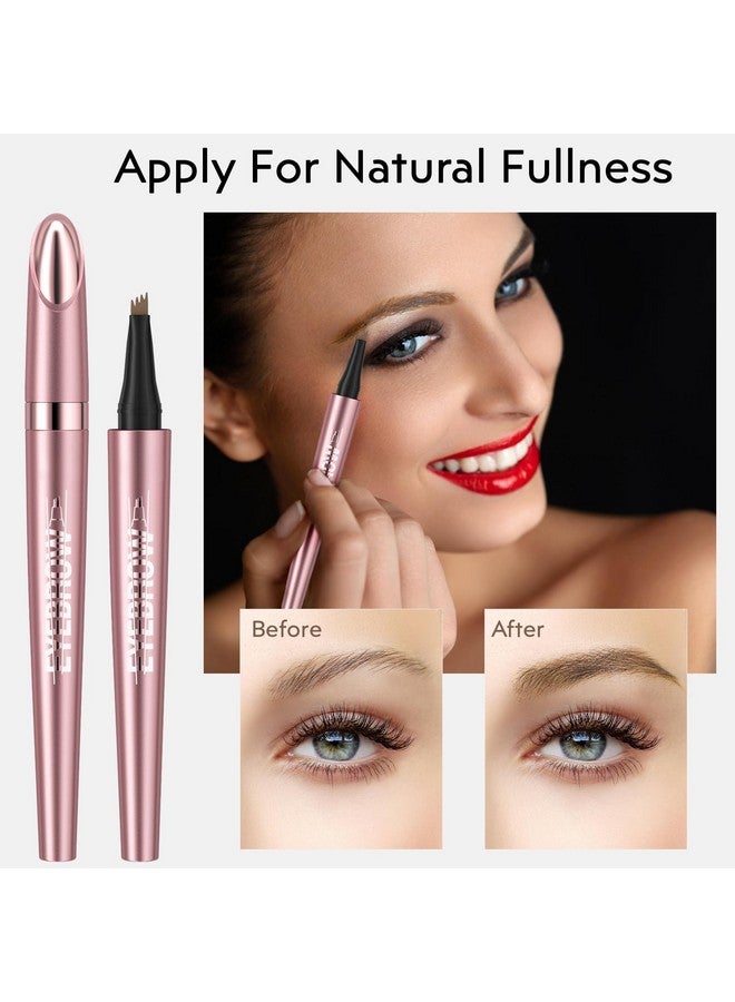 LOKFAR 2Pcs Microblading Eyebrow Pen, Long-Lasting Waterproof Eyebrow Pencil with 4-Fork-Tip for 3D Realistic Brow, Easily Create Natural Hair-Like Brow Last All-Day, Eye Brow Pencils for Women -Light Brown - Image 4