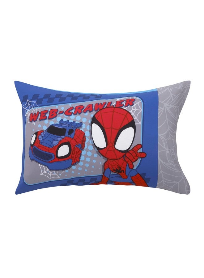 NoJo NoJo Marvel Spiderman Spidey and his Amazing Friends Spidey Time Red, Blue, and Grey 4 Piece Toddler Bed Set - Comforter, Fitted Bottom Sheet, Flat Top Sheet, and Reversible Pillowcase - Image 4