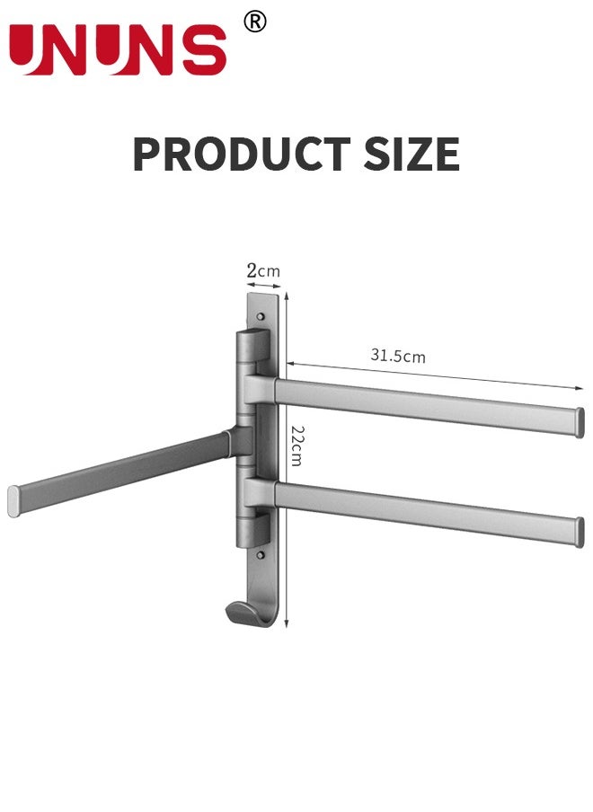 Rotating Towel Bar,Swivel Towel Bar with Hook,Wall Mounted Towel Bar with 4-Arm Towel Hanger,Space Saving Towel Holder for Bathroom