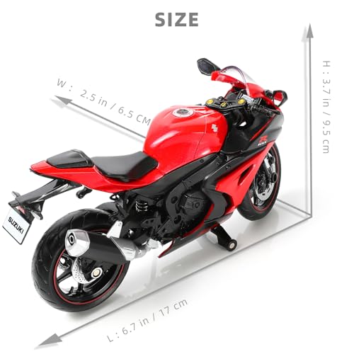 Risopen 112 Motorcycle Model Toy for Suzuki GSX R1000R Metal Diecast with Plastic Motorcycle Model No Assembly Required Mini Finished Moto Gift for AdultRed - Image 5