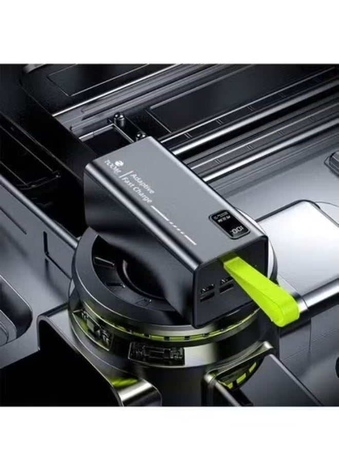 Zoom Plus Black portable power bank, 50000mAh capacity, 22.5W PD input, 4 USB ports, and built-in digital display. - Image 2