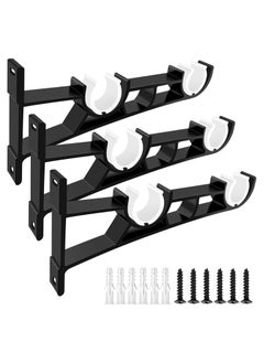 Oasisgalore Durable Black Double Curtain Rod Holder - Bracket for Home and Office  - Image 1