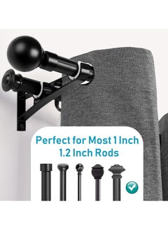 Oasisgalore Durable Black Double Curtain Rod Holder - Bracket for Home and Office  - Image 3