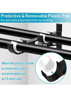 Oasisgalore Durable Black Double Curtain Rod Holder - Bracket for Home and Office  - Image 4