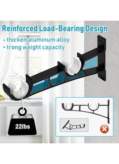 Oasisgalore Durable Black Double Curtain Rod Holder - Bracket for Home and Office  - Image 5